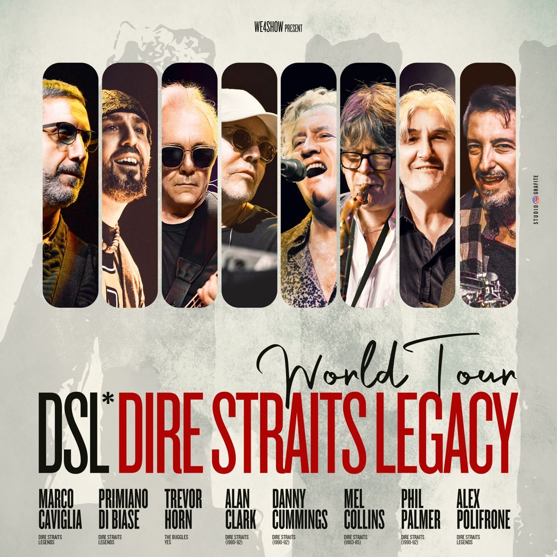 Grafica Promozionale dei Dire Straits Legacy per il 4U World Tour