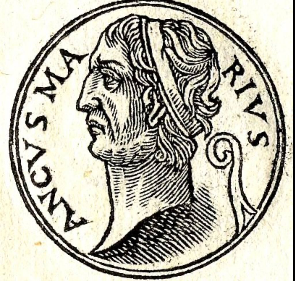 Tullo Ostilio su moneta arcaica Romana, Roma museo civico
